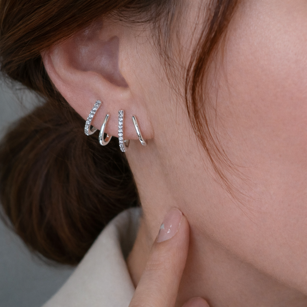 Evarune - Women's Spiral Design Zirconia Earrings Modern Elegance