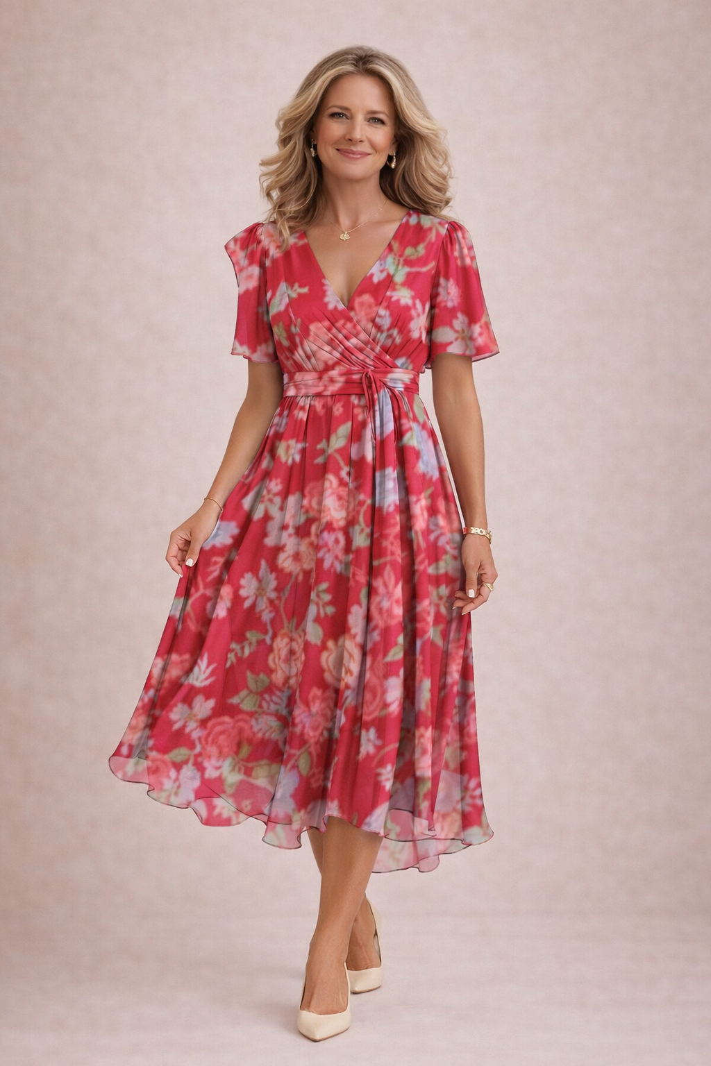 Kaedra - Elegant Floral Flowing Dress