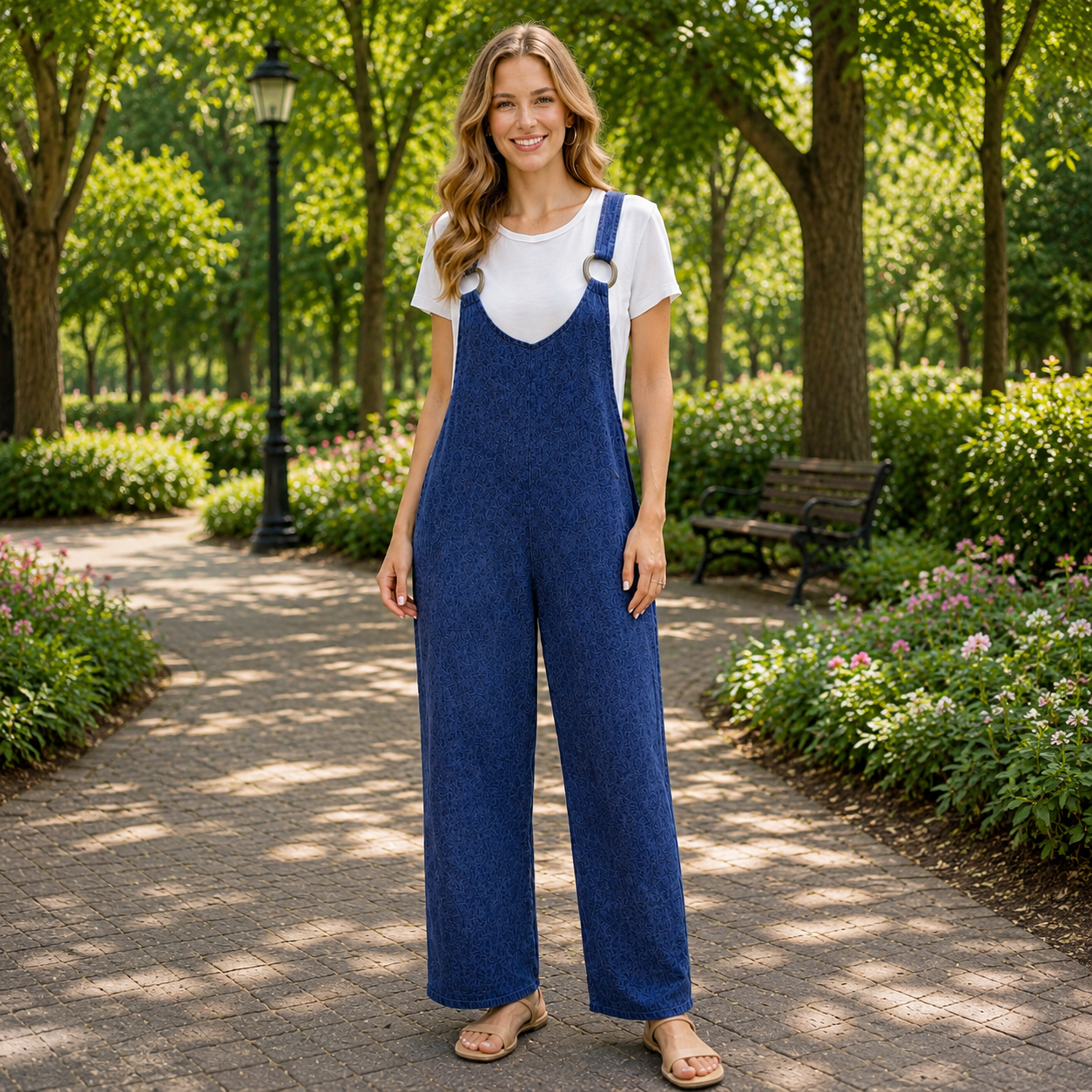 Rynoria - Women's Loose-Fitting Dungarees and Casual T-Shirt Set