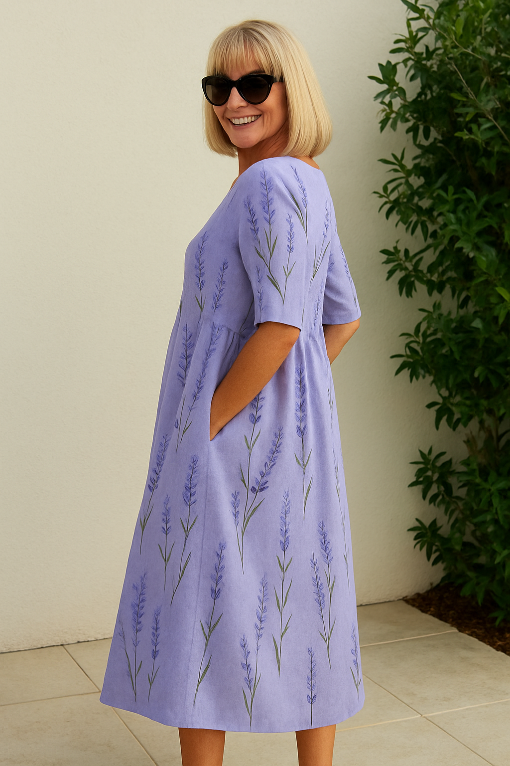 Gavessia - Women's Casual Chic Printed Midi Dress