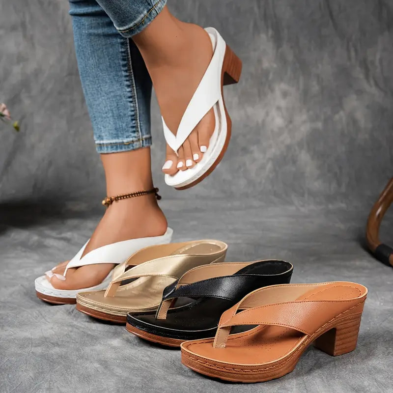 Fynavelle - Women's comfortable heel sandals with a stylish ergonomic sole