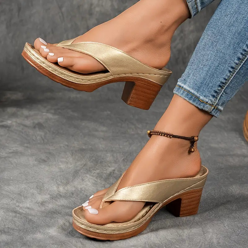 Fynavelle - Women's comfortable heel sandals with a stylish ergonomic sole