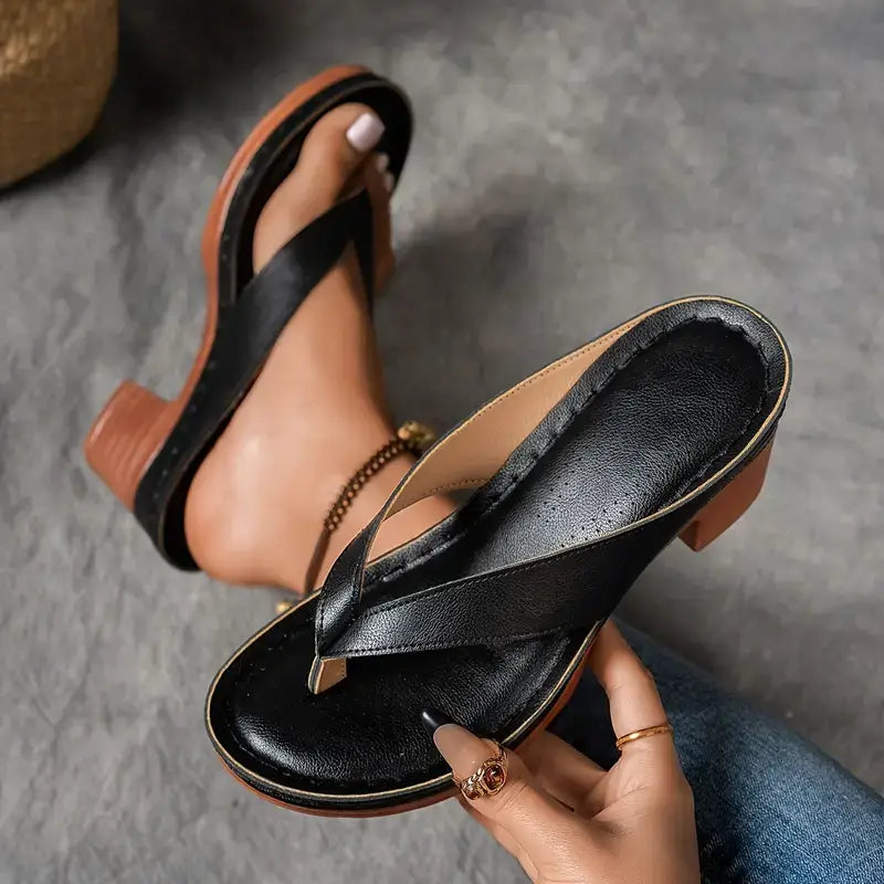 Fynavelle - Women's comfortable heel sandals with a stylish ergonomic sole