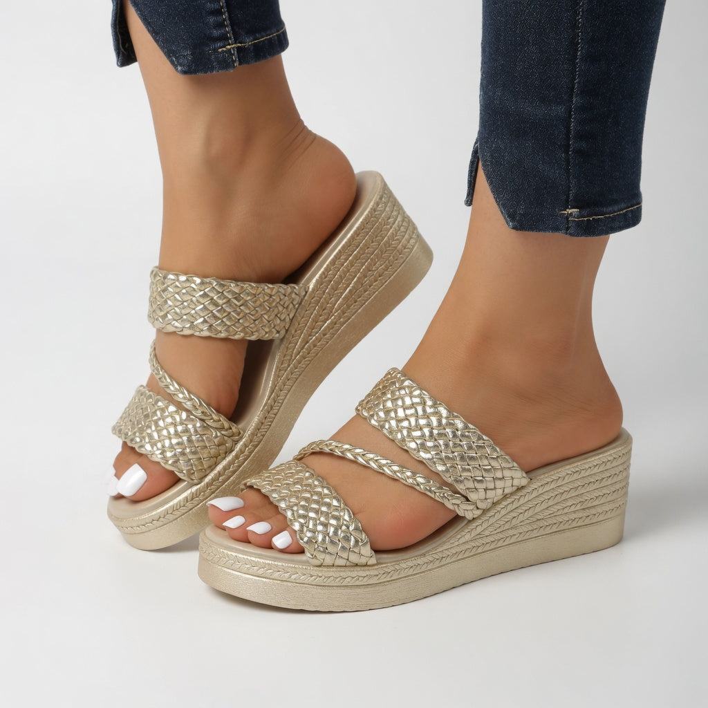 Hysoria - Women's Braided Cross-Strap Wedge Sandals