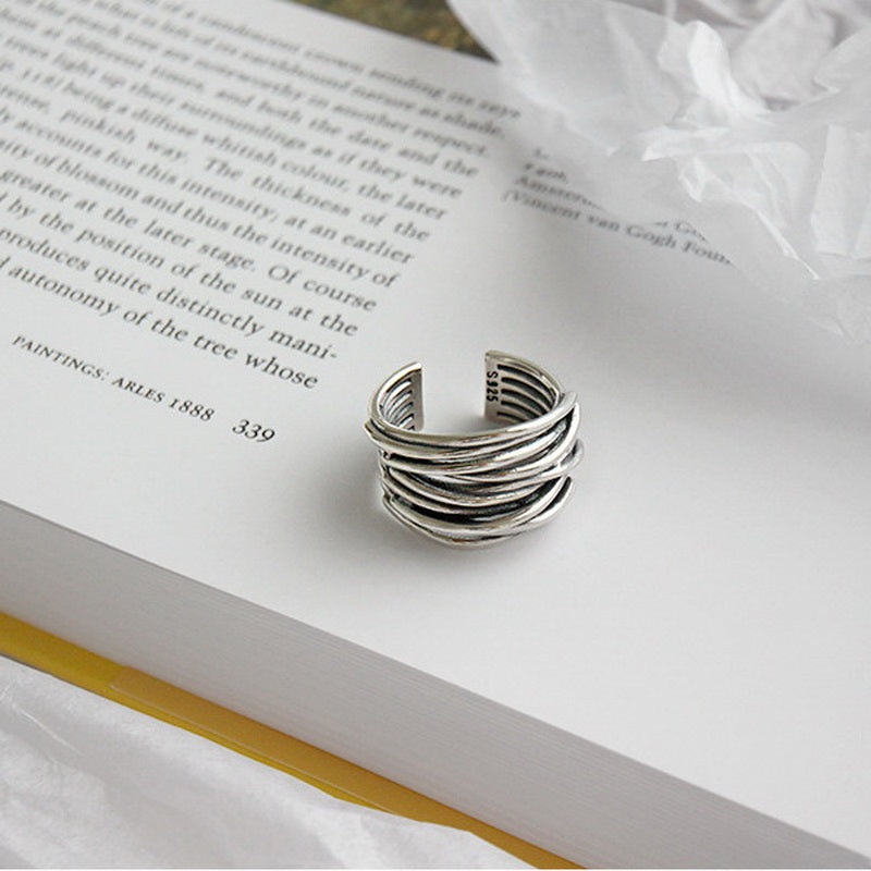 Adjustable Silver Layered Ring 