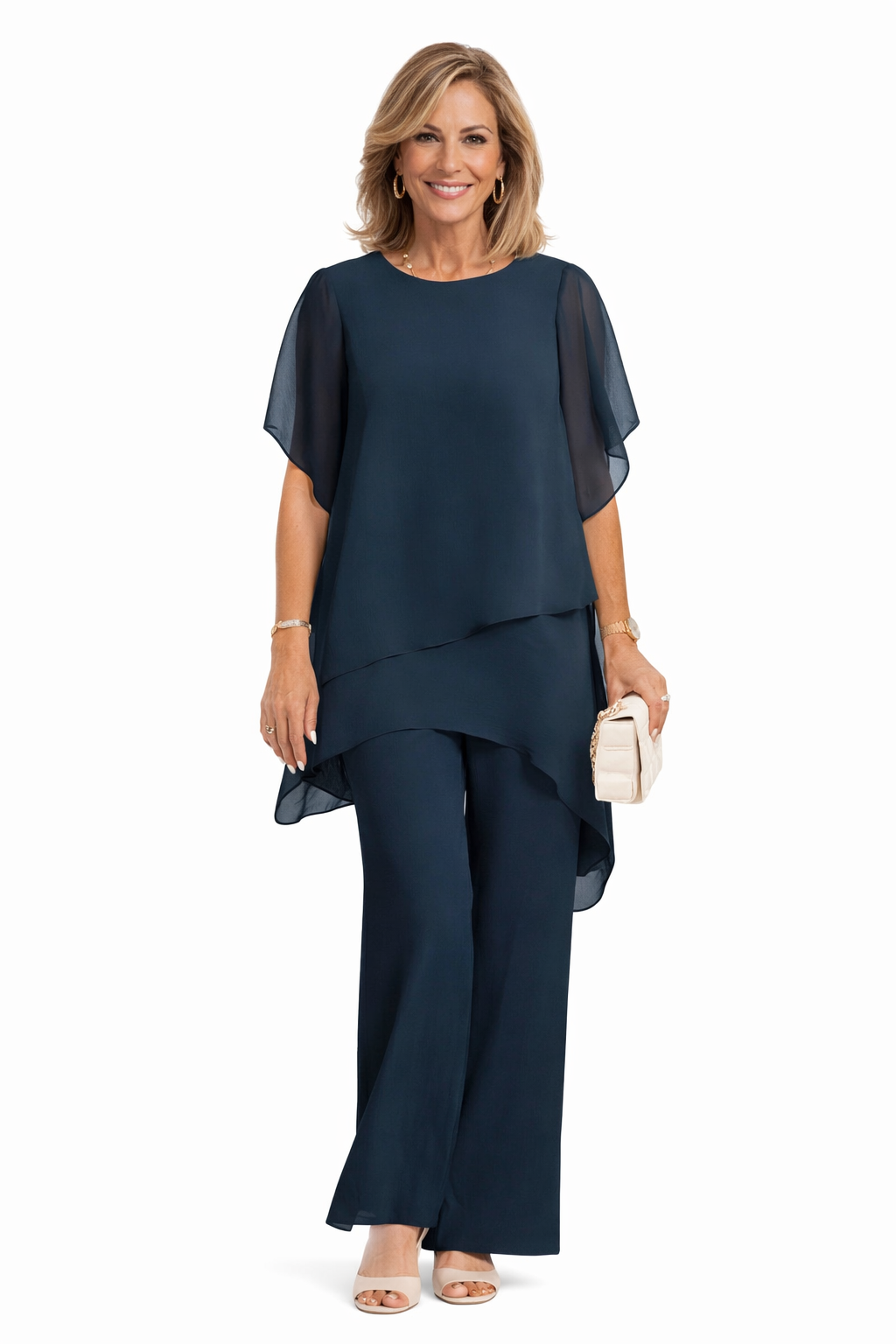 Avelonix - Elegant Two-Piece Flowy Wide-Leg Pant Set for Evening