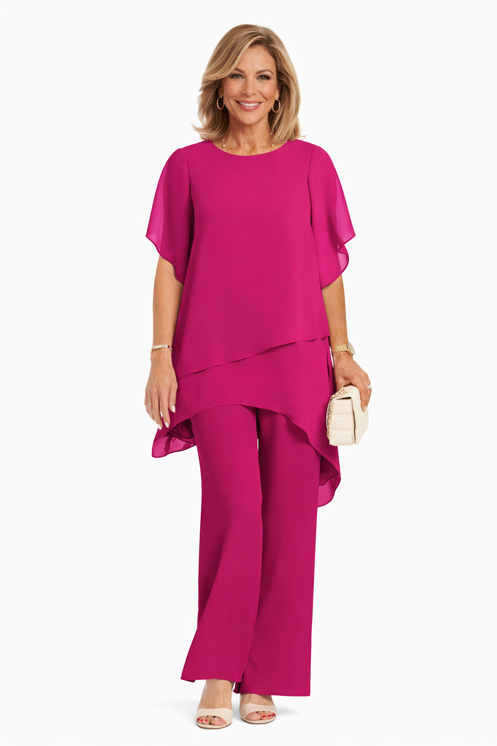 Avelonix - Elegant Two-Piece Flowy Wide-Leg Pant Set for Evening