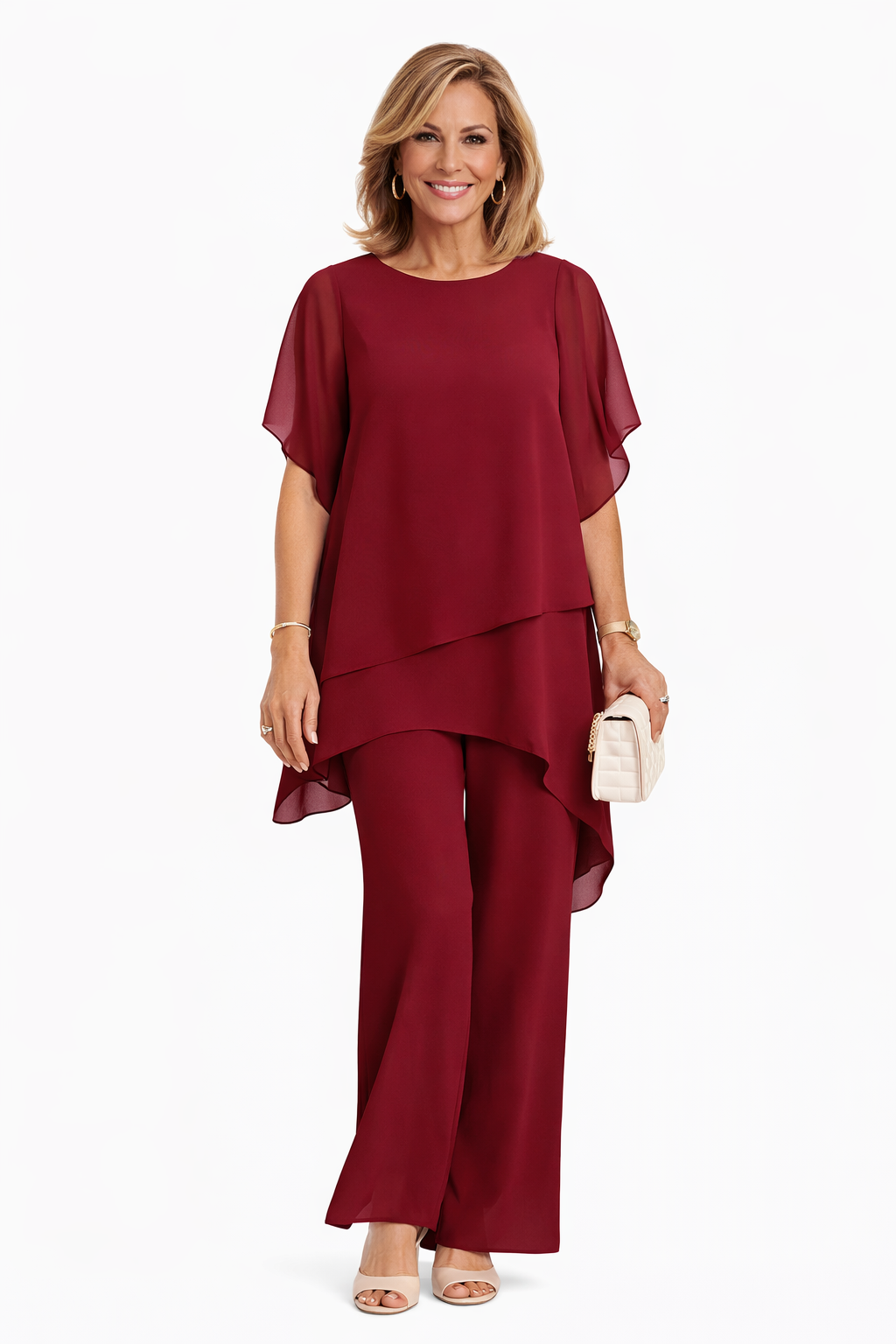 Avelonix - Elegant Two-Piece Flowy Wide-Leg Pant Set for Evening