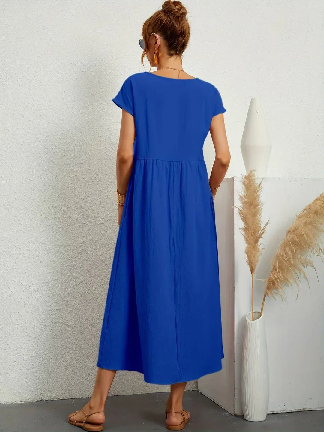 Quessara - Casual Midi Dress, Flowy Cut 