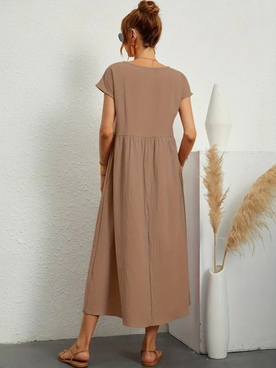Quessara - Casual Midi Dress, Flowy Cut 
