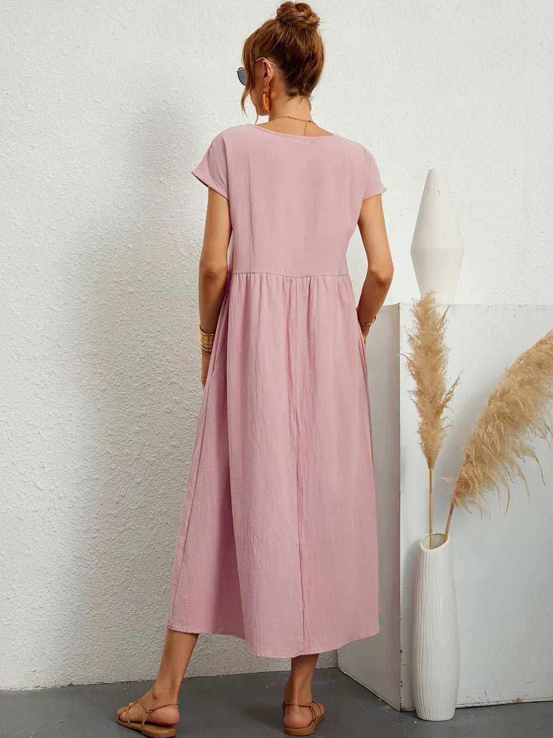 Quessara - Casual Midi Dress, Flowy Cut 