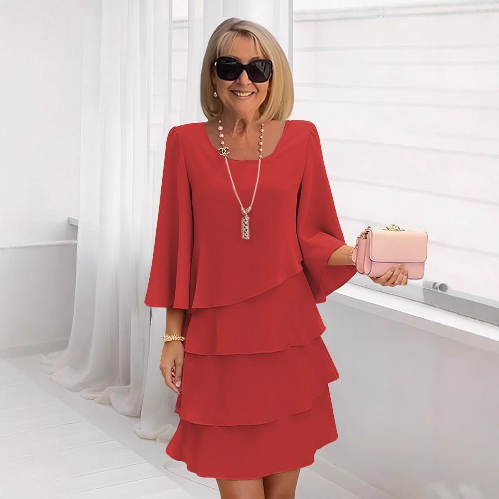 Margaux – Robe midi élégante à volants