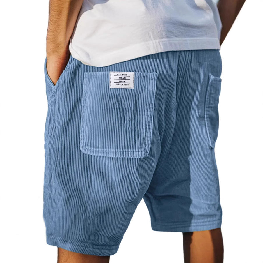 Gideon - Men's short corduroy elastic waist casual pockets