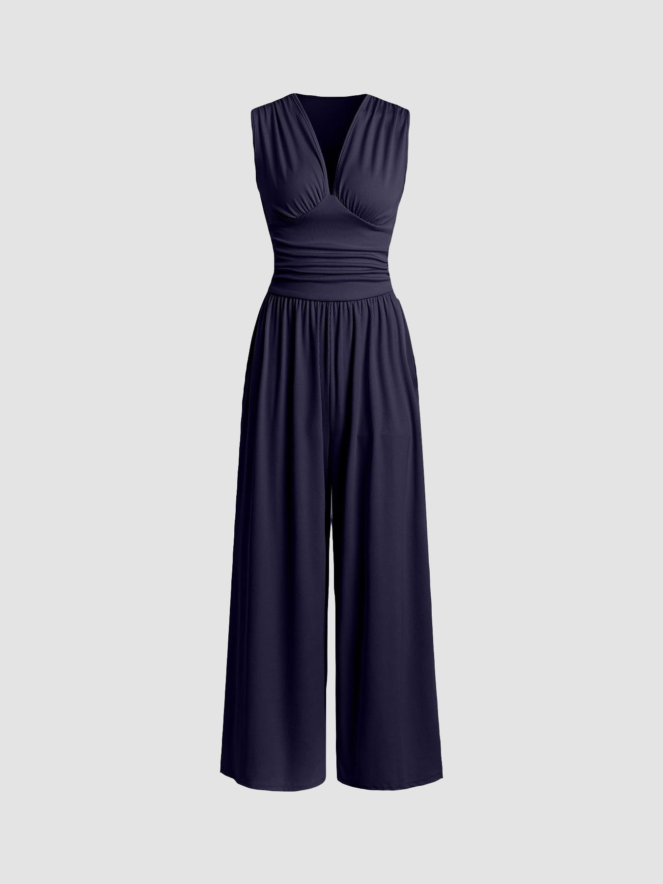 Aurevina - Women's Sleeveless V-Neck Wide-Leg Jumpsuit