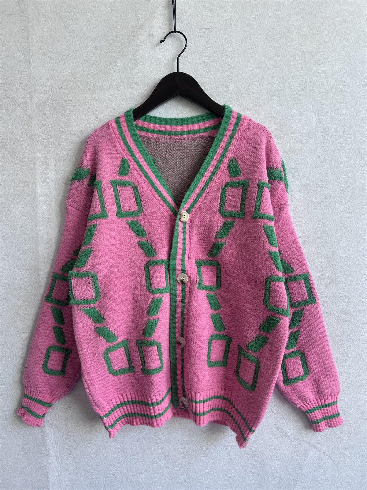 Aliza - Contrasting V-Neck Knit Cardigan