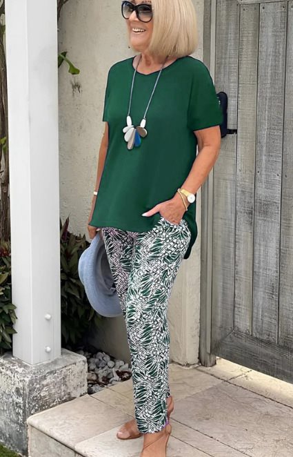 Ixoria - Women's casual cotton set with flowy printed pants