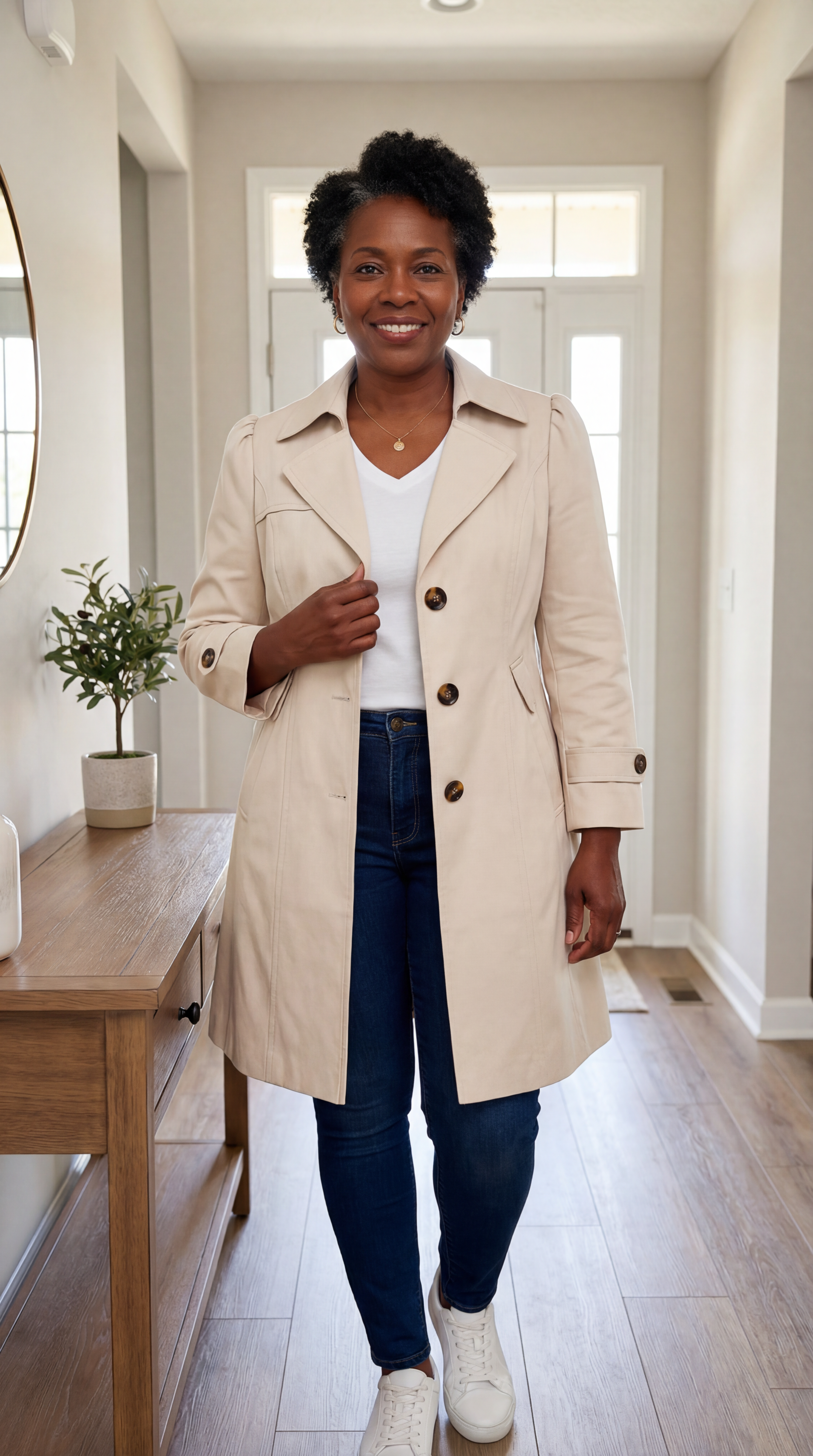 Glyorae - Women's Elegant Slim-Fit Trench Coat Classic Timeless Style