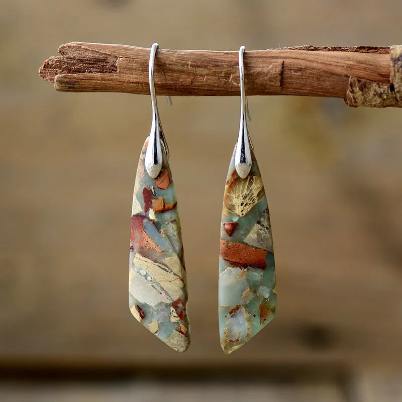 Vintage Earrings with Natural Stone 