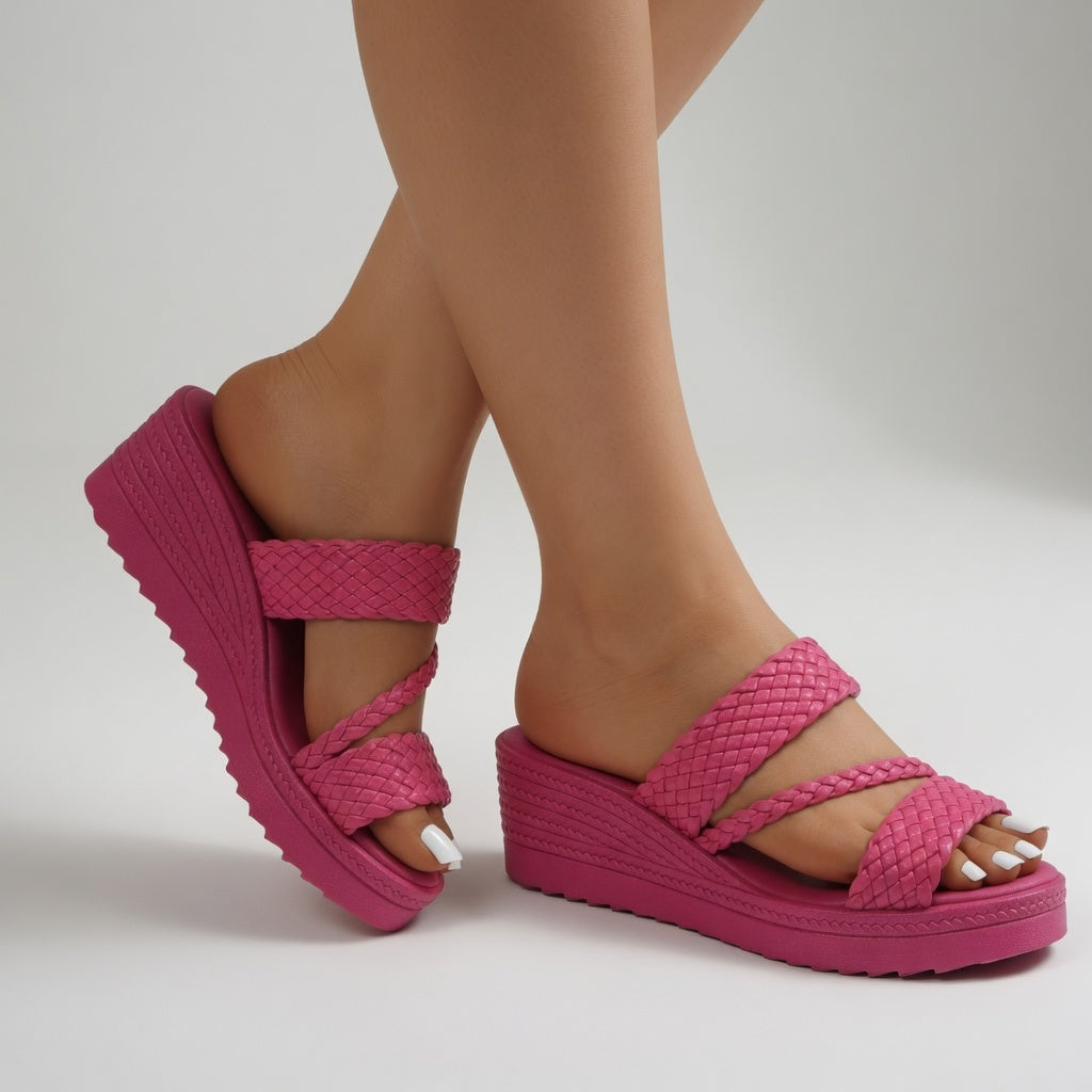 Hysoria - Women's Braided Cross-Strap Wedge Sandals