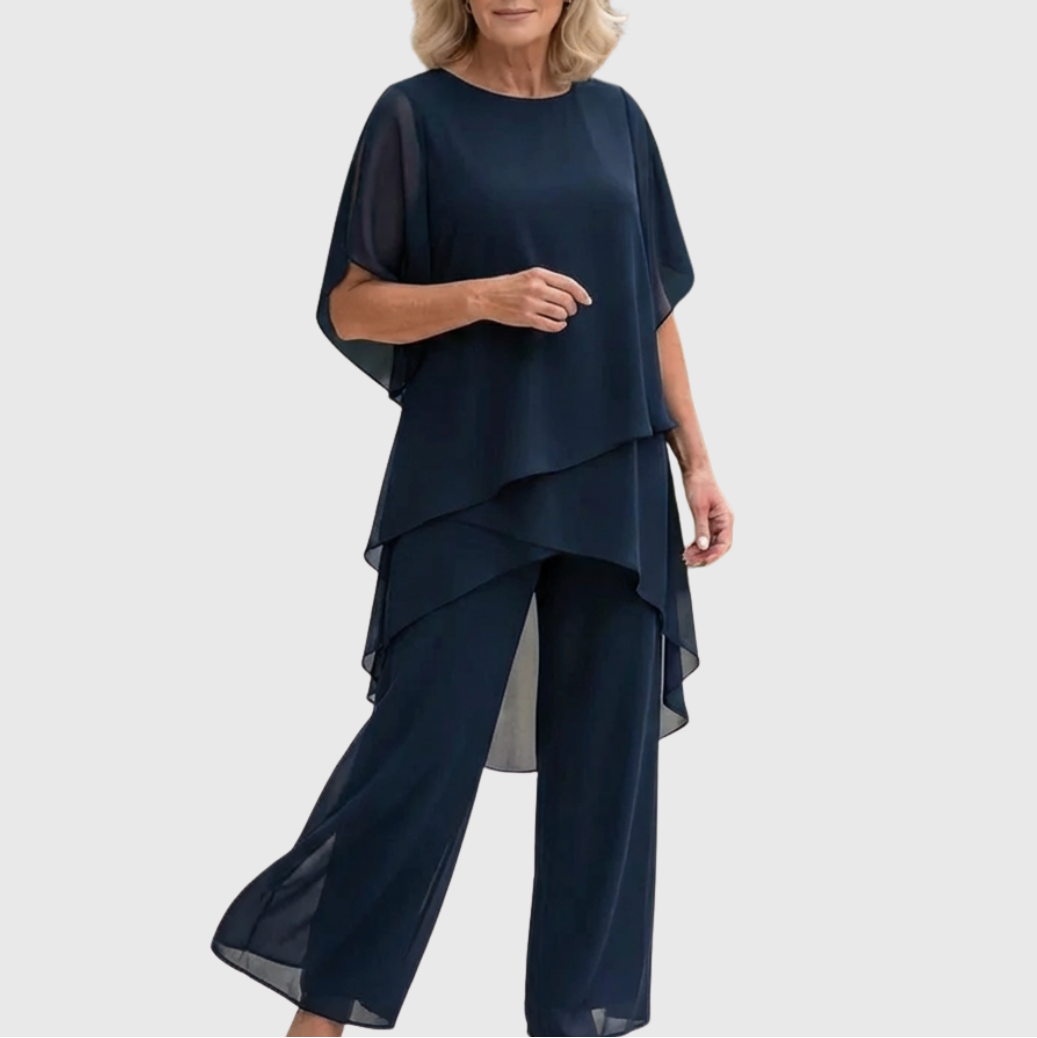 Fosira - Women's Elegant Draped Flowy Palazzo Pants Set