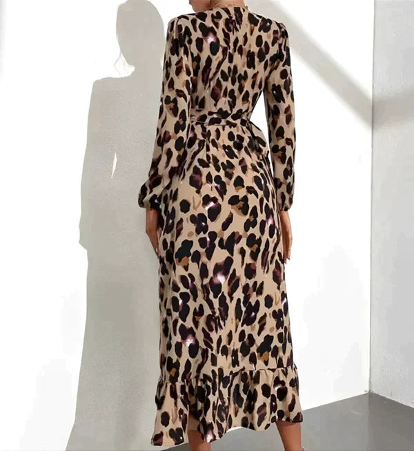 Marguerite - Leopard Print V-Neck Dress 