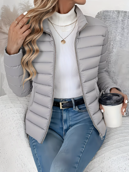 Noxira - Women's Lightweight Quilted Jacket Slim Fit Stand-Up Collar Spring