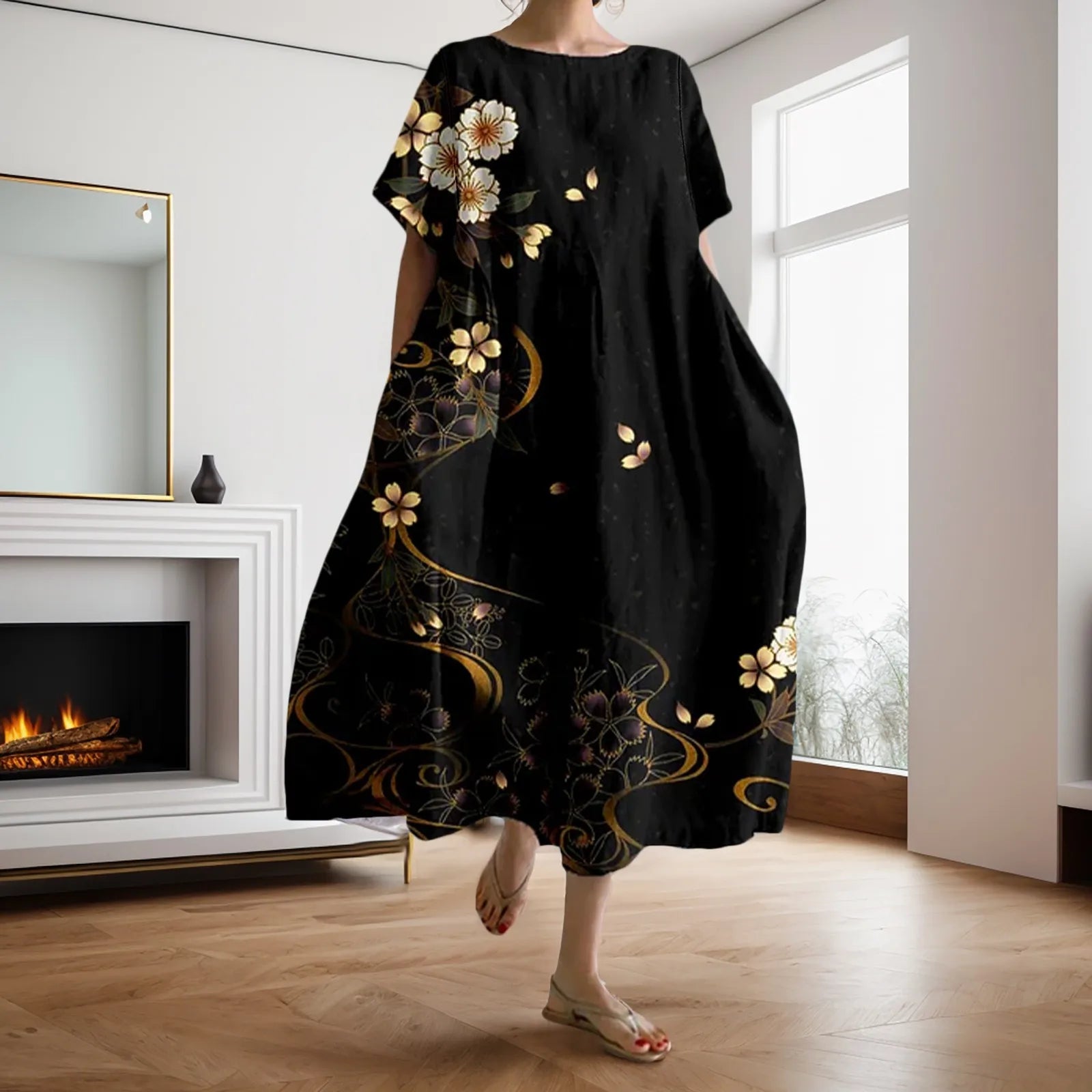Dahlia - Floral dress with V-neck