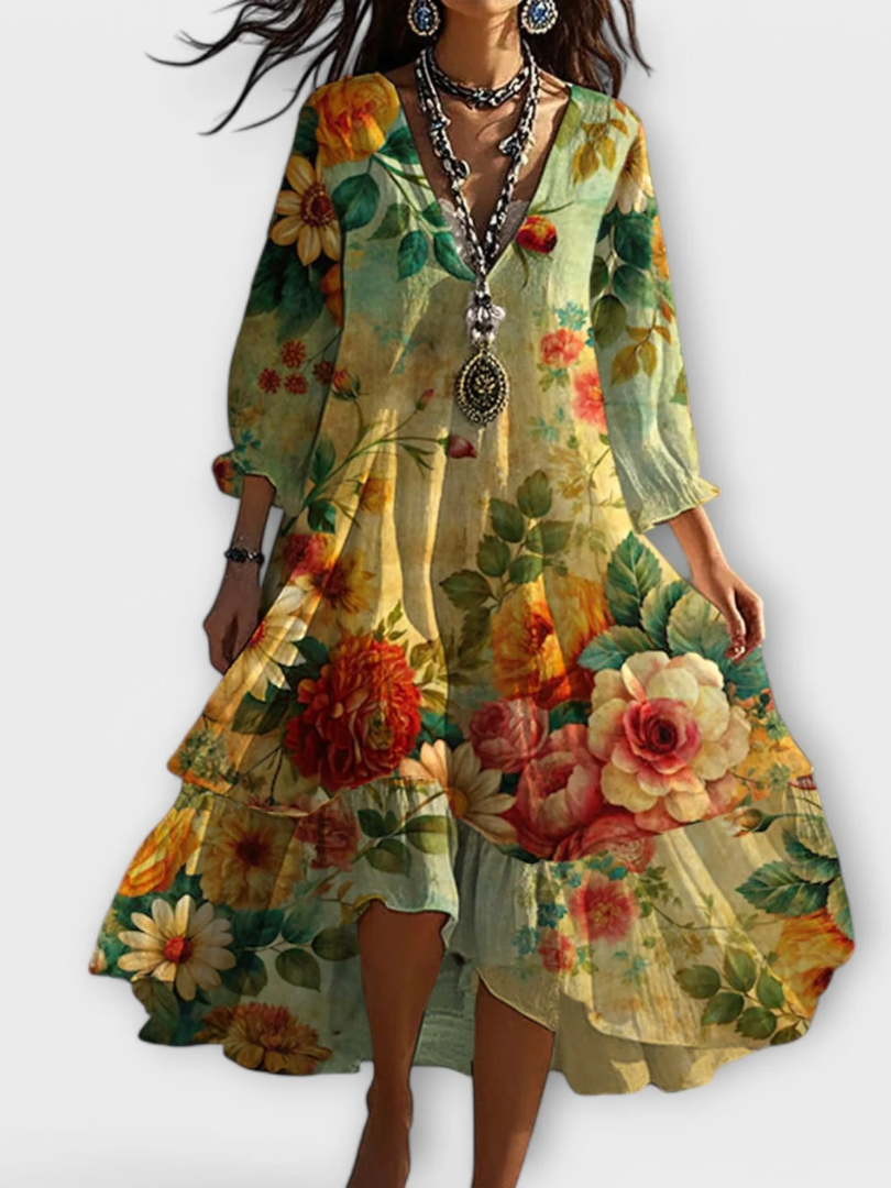 Ravina - Elegant and Lightweight Vintage Floral Dress