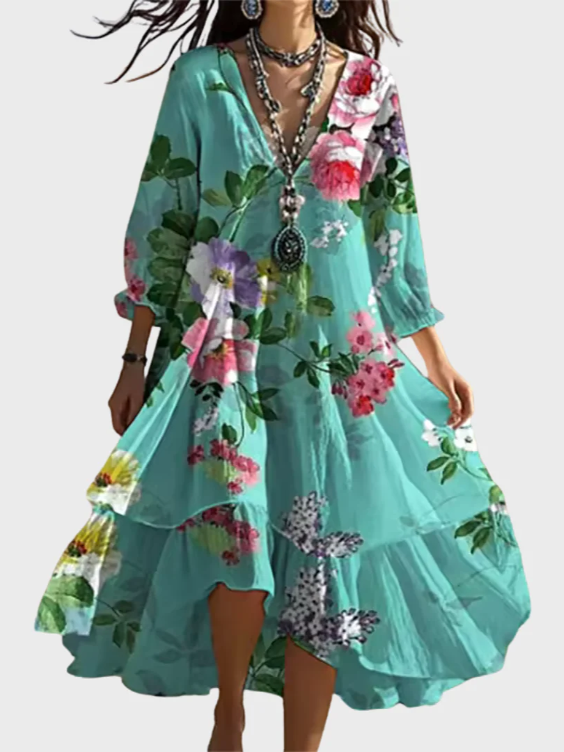 Ravina - Elegant and Lightweight Vintage Floral Dress