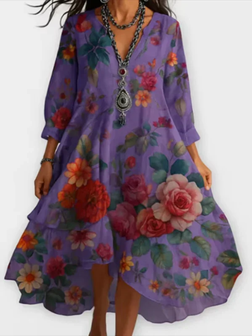 Ravina - Elegant and Lightweight Vintage Floral Dress