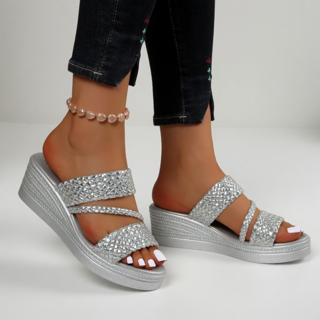 Hysoria - Women's Braided Cross-Strap Wedge Sandals