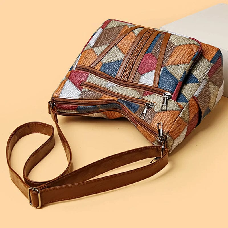Mariellea - Mosaic Style Genuine Leather Handbag 