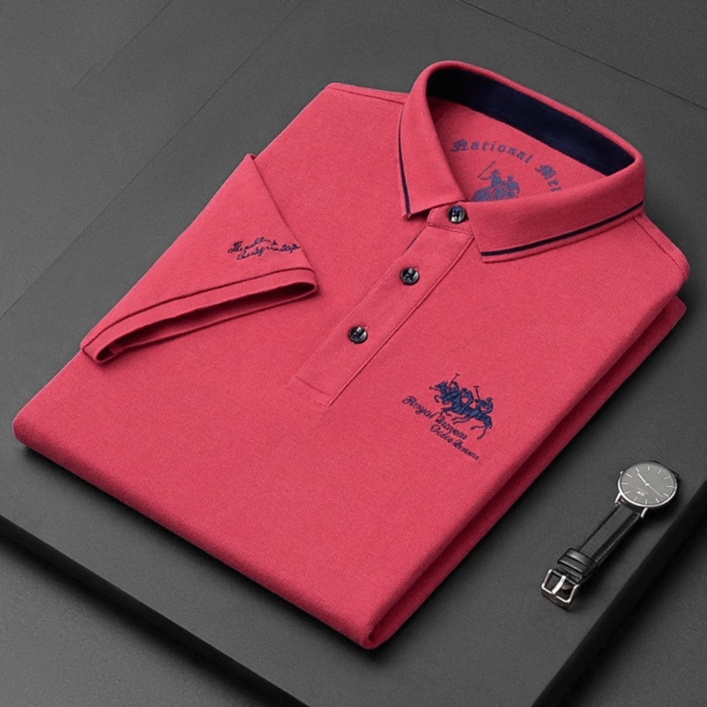 Evren - Polo homme brodé en polyester respirant