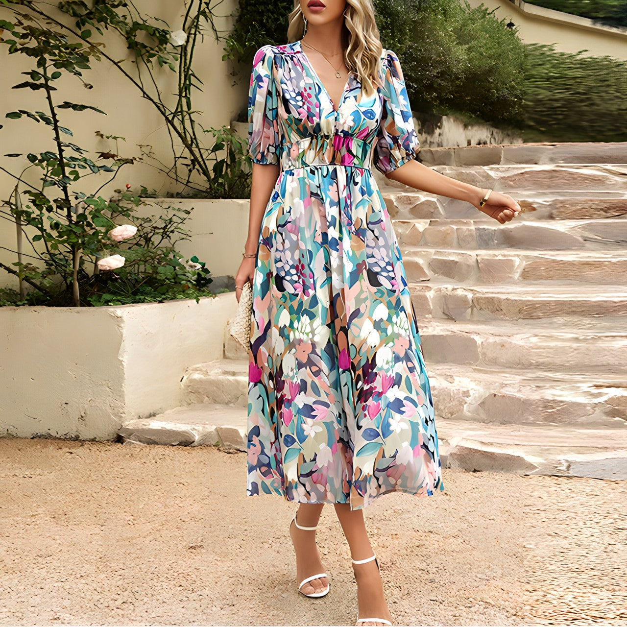 Téa - Elegant V-Neck Dress