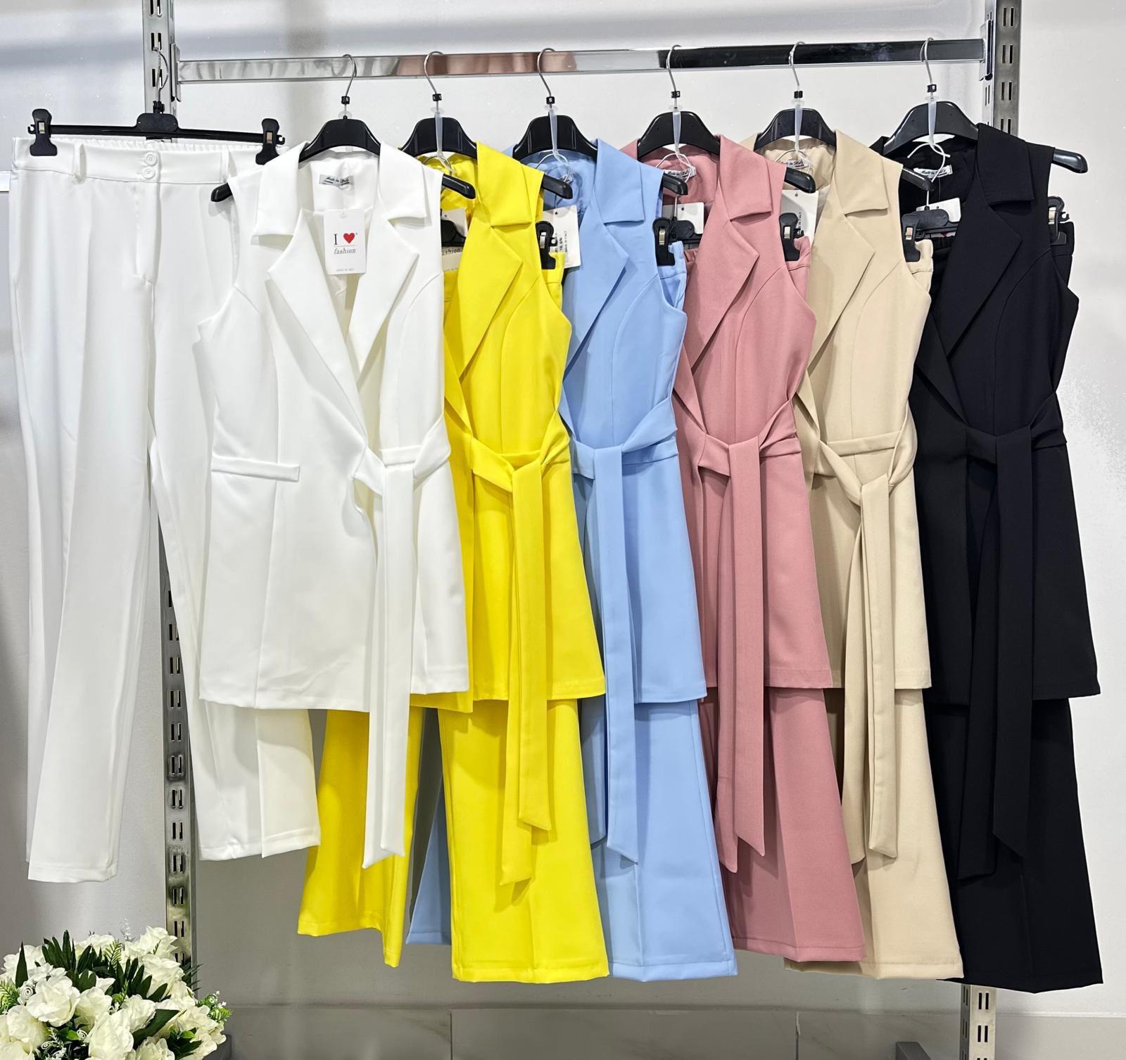 Fynellea - Elegant Women's Sleeveless Wide-Leg Pants Set with Belted Waist