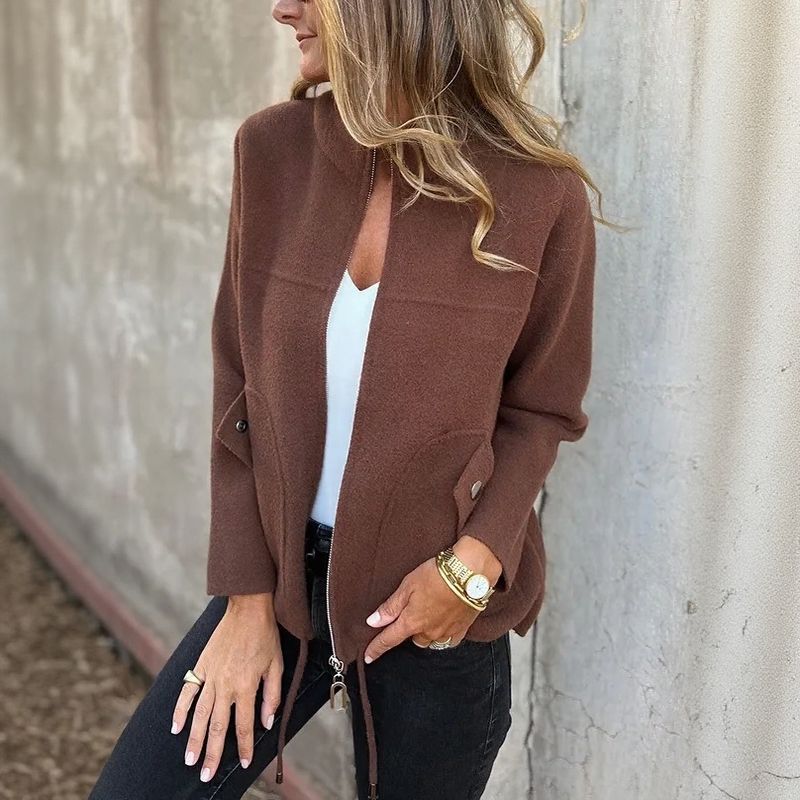 Alveria - Women's winter jacket with high collar and stylish pockets