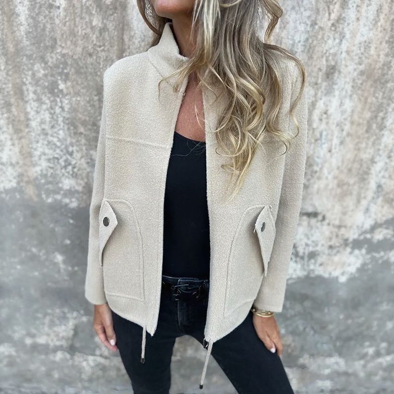 Alveria - Women's winter jacket with high collar and stylish pockets