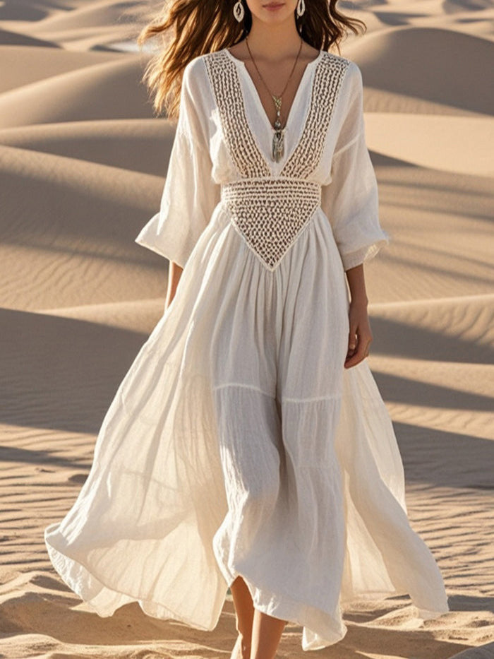 Yelina - Vintage Bohemian Style Dress for a Free and Natural Elegance