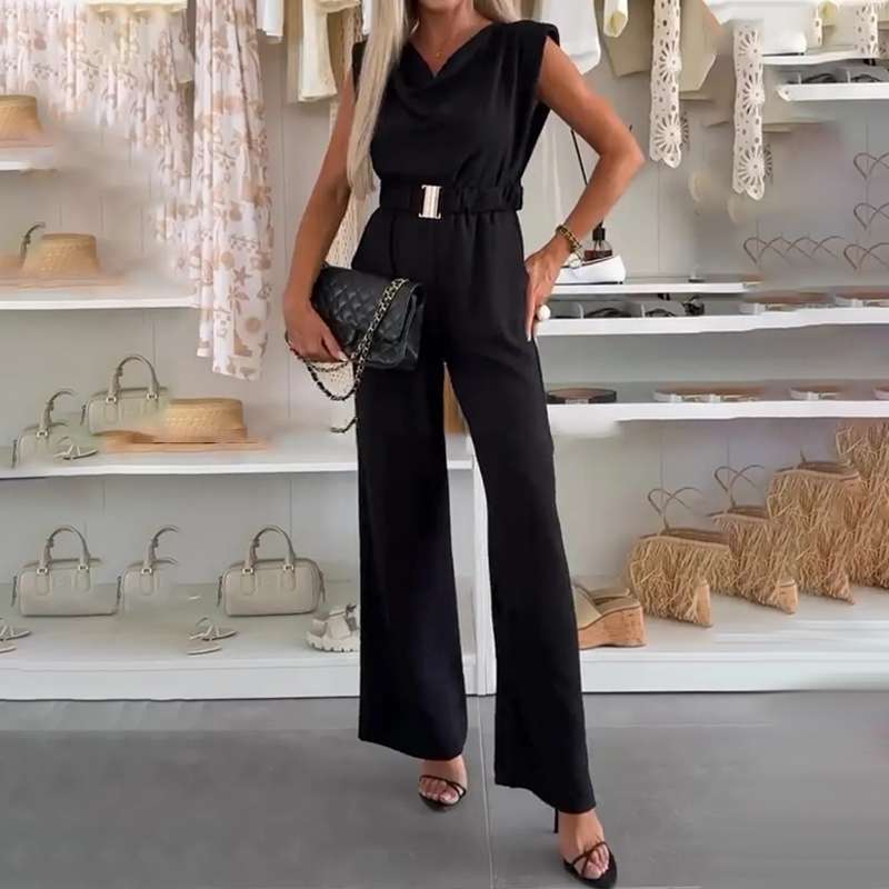 Loxellea - Women's Flowy Jumpsuit with Defined Waist, Elegant, Everyday Wear