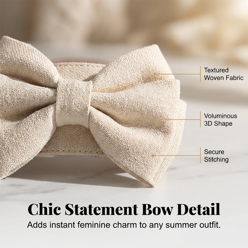 Jaxoria - Women's Flat Sandals with Decorative Bow and Pearls