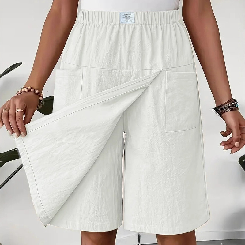 Mirevyn - Women's casual dress elastic waist asymmetrical skirt shorts