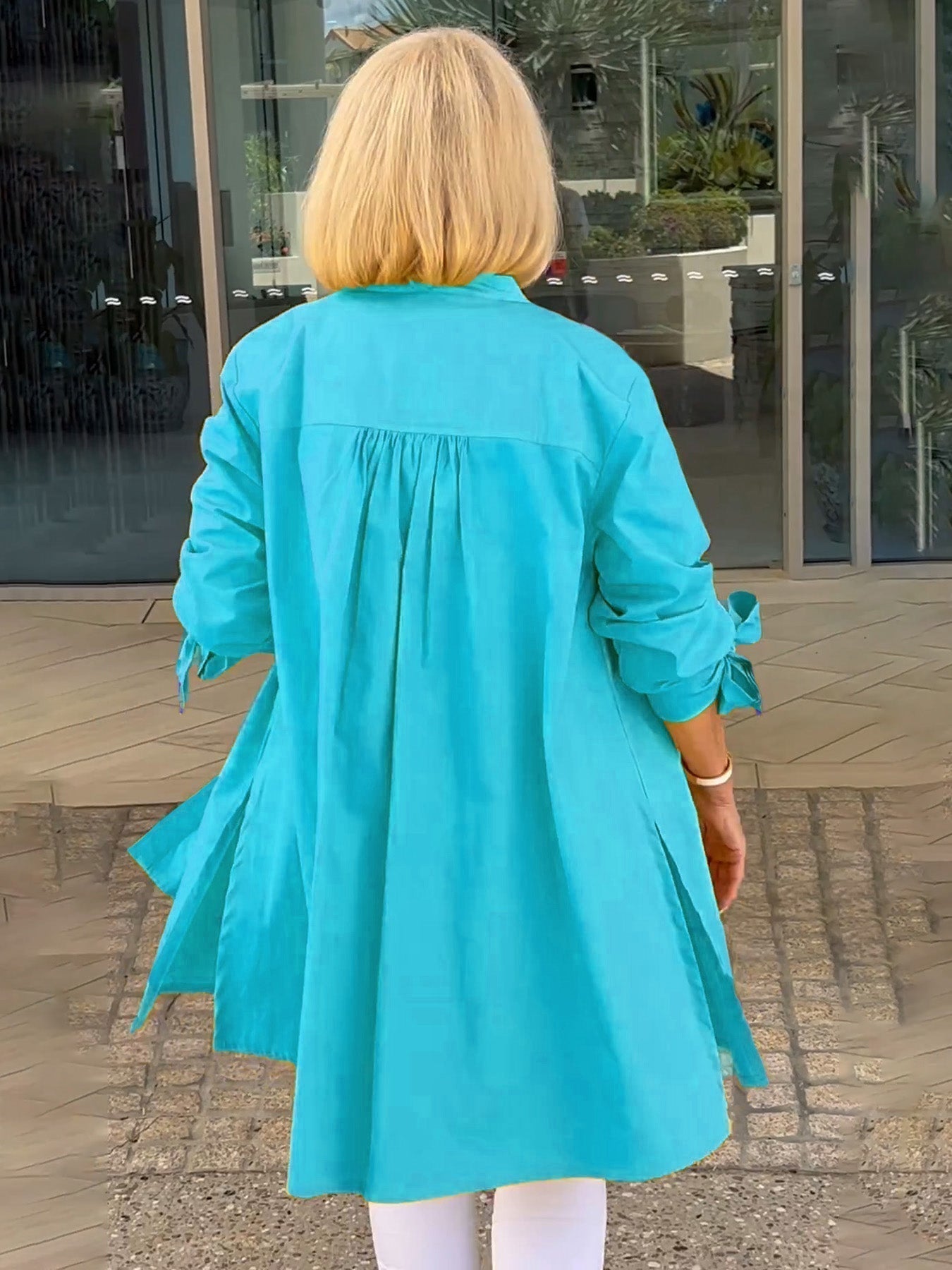 Liora - Long Button-Down Cotton Shirt Jacket (Today only: Buy 1, get 1 free!)