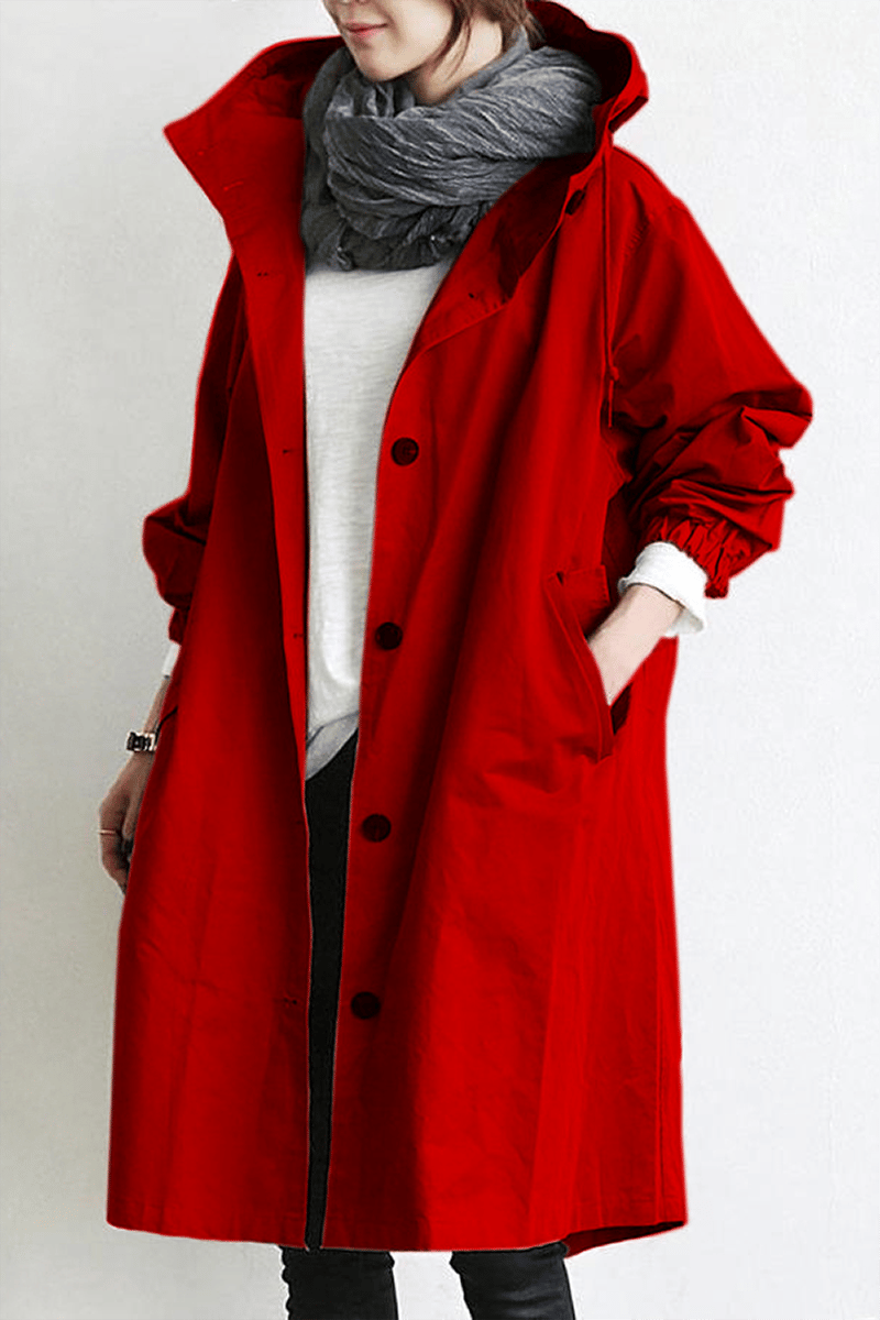 Henriette - Elegant women's long cardigan with collar and pockets
