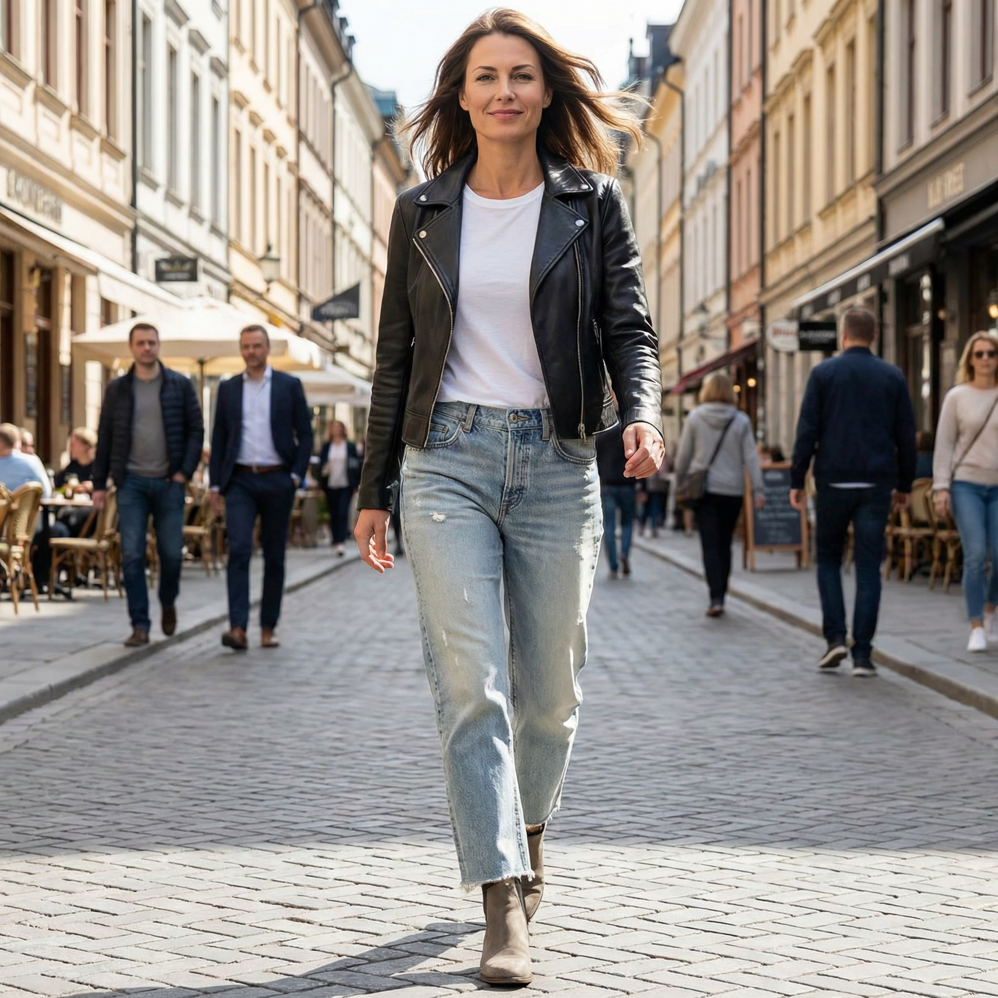 Cazira - Women's Jeans Straight Cropped Modern Comfort Denim