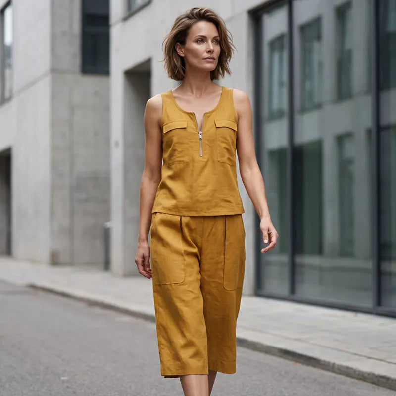 Nadezhda - Ensemble femme sans manches avec short long