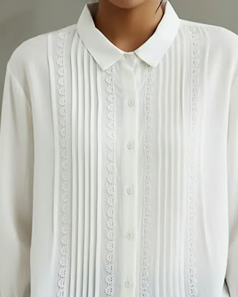 Cadrina - Elegant Cotton and Linen Shirt with Lace 