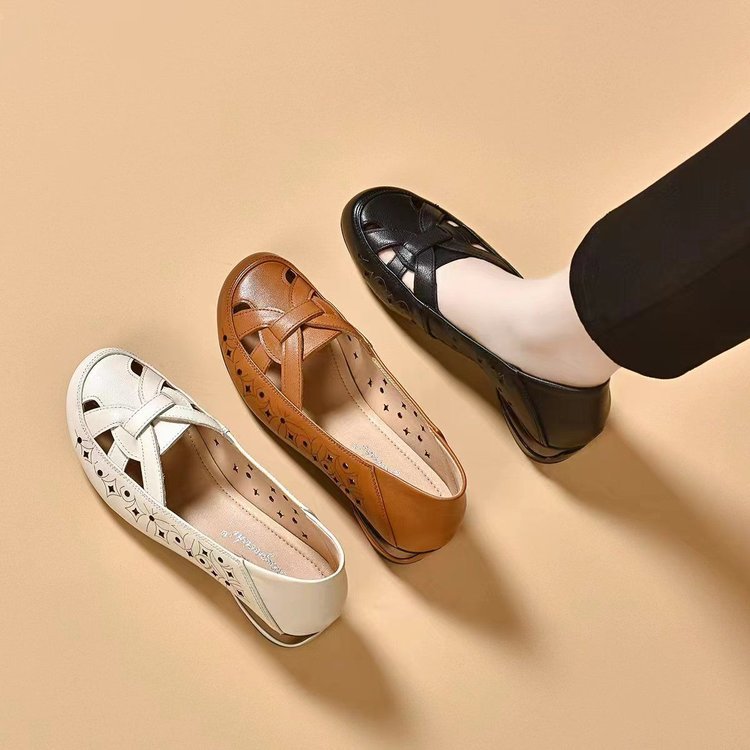 Kavrine - Women's Flat Cutout Leather Elegant Slip-On Shoes