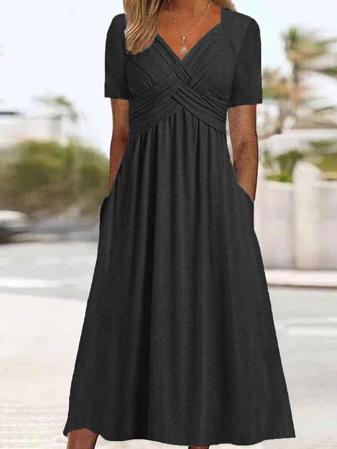Malina - Elegant Dress with Flowing Silhouette and V-Neckline