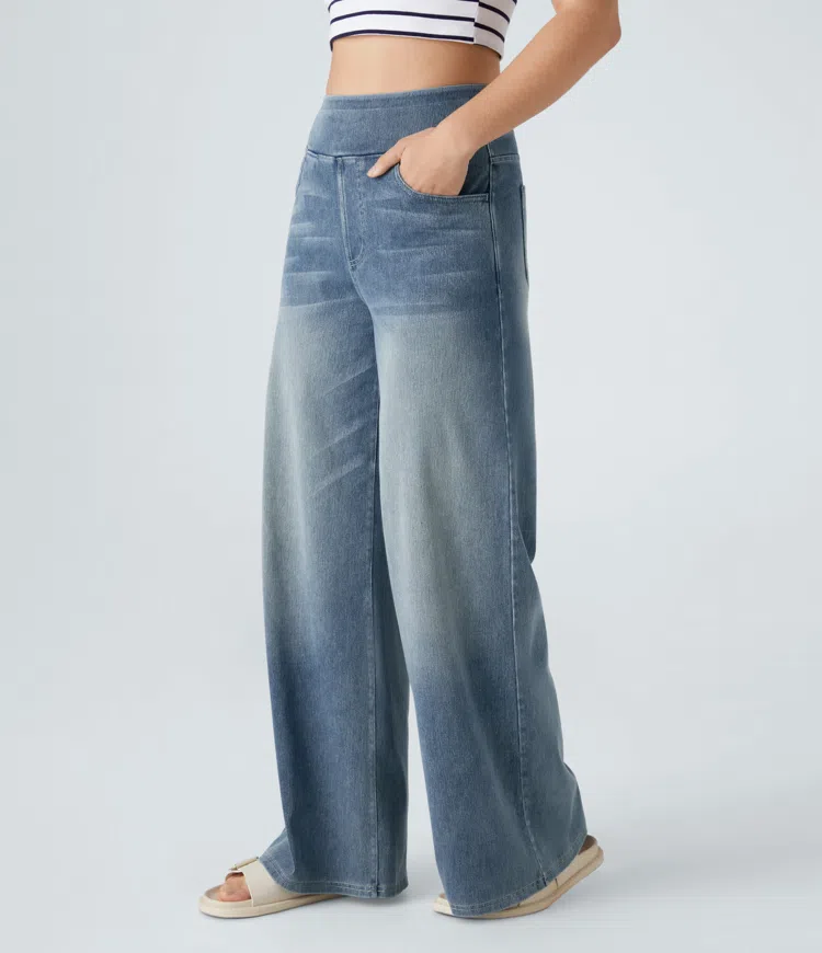 Ruvessa - Women's High Waisted Wide Leg Jeans, Very Stretchy, Modern Fit
