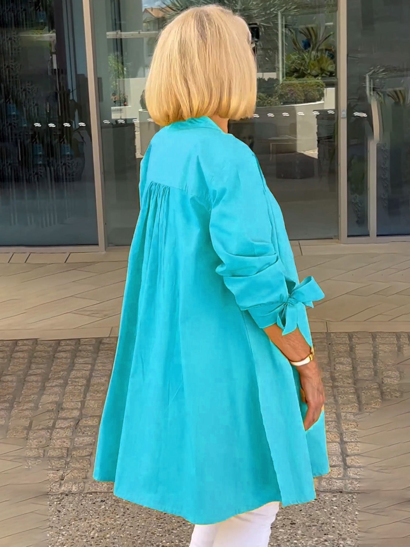 Liora - Long Button-Down Cotton Shirt Jacket (Today only: Buy 1, get 1 free!)